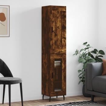 Aparador de madera contrachapada roble ahumado 34,5x34x180 cm vidaXL - Marrón