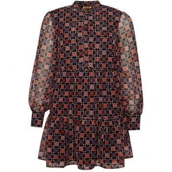 Vestido Corto de Manga Larga Escalonado Geo Floral para Mujer Superdry
