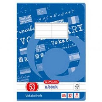 Cuaderno de vocabulario Herlitz A5, 32 hojas, 2 columnas, Lineatura 53, FSC Mix