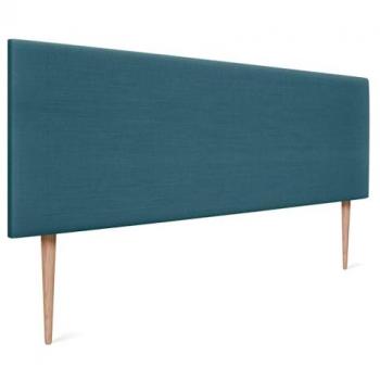 Cabecero Tapizado de Lino Natural Turquesa 150x105cm con Patas para Cama Moderna