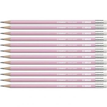 Lápices de Grafito con Goma Stabilo Swano Mina 2.2 mm Dureza HB Rosa Pastel