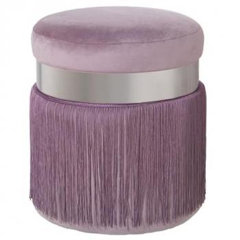 Puff Alexandra House Living Gris Rosa Terciopelo Madera 7 x 43 x 44 cm