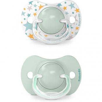 Chupete fisiológico Suavinex Sx Pro 6-18 meses (2ud) Dreams, silicona, dos piezas, color azul claro