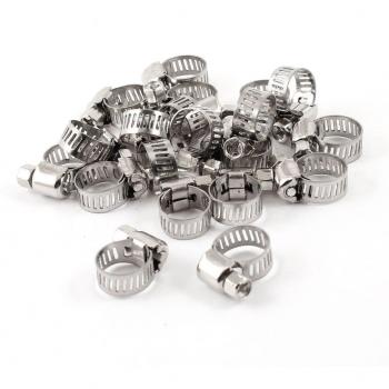 Ajustable 6 – 12 mm Rango Worm Gear Manguera Abrazaderas 20PCS tono Plata