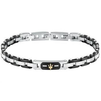 Pulsera de Hombre Maserati Cerámica Oro 18k Acero Negro y Plateado - JM424AXU05