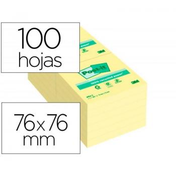Bloc de notas adhesivas recicladas amarillas Post-it - bloc de 100 hojas