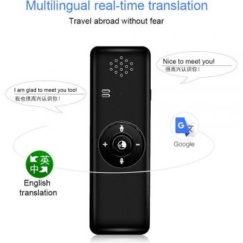 Traductor Inalámbrico T11 Multilenguaje Bluetooth con Traducción de Fotos y Voz Inteligente en Tiempo Real - Negro