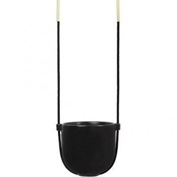 Maceta Colgante Bolo de Umbra - Negra y Dorada, Altura 109 cm, Soporta hasta 2.7 Kg