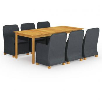 Juego de comedor para jardín de 7 piezas gris oscuro