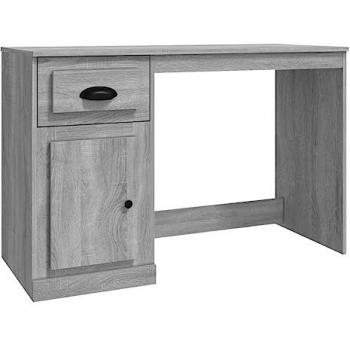 Escritorio y cajón de madera contrachapada gris Sonoma 115x50x75cm
