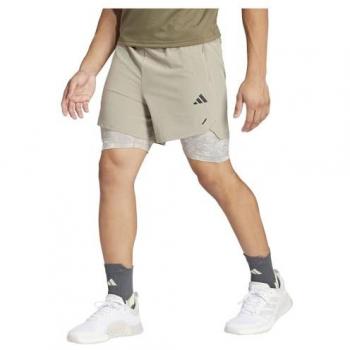 adidas Woven Power 2in1 Shorts Hombres - Beige, 7 pulgadas, tamaño 2XL