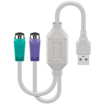 Cable Microconnect USBA2XPS2 PS/2 0,3 m 2x 6-p Mini-DIN USB A Blanco