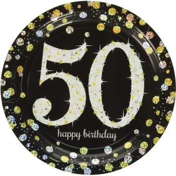 Amscan 551546 - Platos 50 aniversario, 26 cm.
