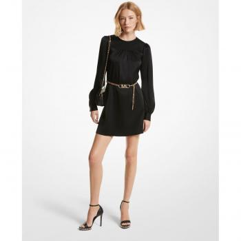 Michael Kors - Long Sleeve Satin Short Dress, Black, XS