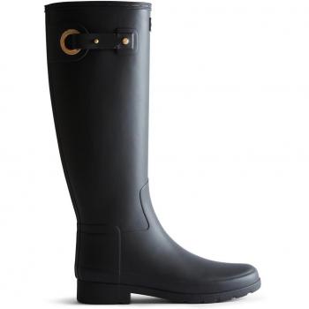 Hunter Women's Refined Tall Eyelet Rubber Wellington Boots - Black