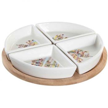 Set de Aperitivo Fíjalo 5 gres bambú 21,5x21,5x1 casitas