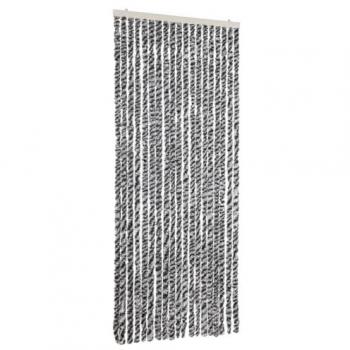 Cortina Antimoscas Chenilla 56x185 cm Color Beige y Gris Negro Blanco, Protección para Casa contra Insectos