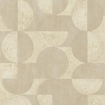 Rasch Vintage Retro Geometric Wallpaper - Beige Concrete Circles 0.53 x 10.05 m