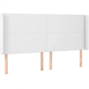 Cabecero con LED cuero sintético blanco 163x16x118/128 cm