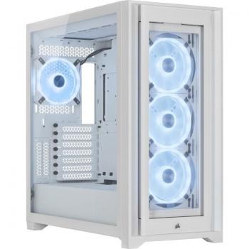 Corsair iCUE 5000X RGB QL Edition Mid-Tower ATX Case, Tempered Glass, White, with 4 QL Series RGB Fans, USB 3.1/3.2 Type-A Ports, CC-