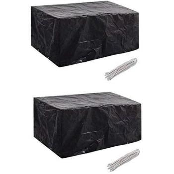 Funda de muebles de jardín 2 piezas Polyrattan para 4 personas 180x140cm con 8 ojales