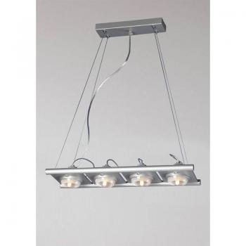 Colgante Rectangular de Suspensión Ull 4 Bombillas G9 Gris Plata Longitud 53,5 cm