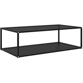 Mesa de centro vidrio templado 120x60x35 cm color negro, blanco, transparente y negro, mesita de salón o comedor o auxiliar, mesa de café