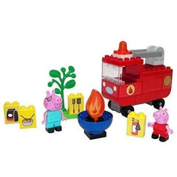 Big-Bloxx - Camión de Bomberos Peppa Pig, Juego de construcción Que Incluye a Peppa y papá Pig, 40 Piezas, para niños a Partir de 18 Meses