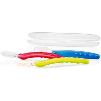 Nuby Id5555 - Cuchara de Silicona con Estuche Higiénico