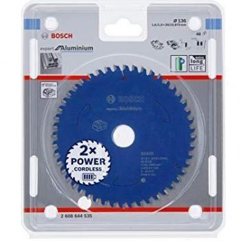 Disco de Sierra Circular Bosch Expert para Aluminio 136mm, 48 Dientes, 20mm de Agujero, Grosor 1.6mm