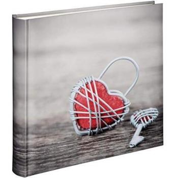 Hama Álbum de fotos Jumbo para pegar con 100 páginas blancas para hasta 400 fotos en formato 10 x 15, álbum para personalizar, 30 x 30 cm, libro de fotos XXL con diseño de corazón, diseño vintage.