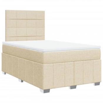 Cama Box Spring con Colchón de Tela Color Crema 120x200 cm