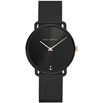 PAUL HEWITT Reloj de muñeca para Mujer en Acero Inoxidable Miss Ocean Black Sunray - Reloj de Pulsera de Acero Inoxidable Negro, Reloj de muñeca para Mujer con Esfera Negra