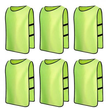 6 X Senston Deportes pinnies adulto Scrimmage chalecos de entrenamiento de fútbol baberos fluorescente verde y 3 Tamaño