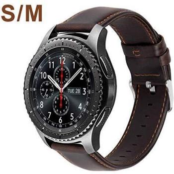 MroTech Compatible para Samsung Gear S3 Frontier/Classic/Galaxy Watch 46mm Pulseras de Repuesto para Huawei Watch GT 2 /GT Sport/Active/Elegant Correa Cuero Piel Banda de Reemplazo 22mm-Café Pequeño