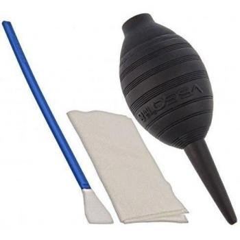 VSGO Set De Limpieza Profesional - 3 piezas - Libre De Polvo, Envasados Al Vacío - APS-C - 1x Soplador De Aire 1x Paño De Limpieza 1 x Hisopo