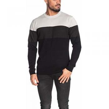Only & Sons - Jersey de Cuello Redondo, Color Beige/Antracita/Negro Gris S