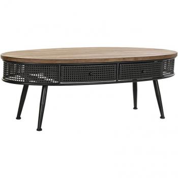 Mesa centro abeto metal 120x58x42 2 cajones negro