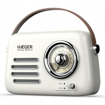 Altavoz Bluetooth Haeger con Radio AM/FM Incorporada y Diseño Vintage Crema RB-CRE.003A
