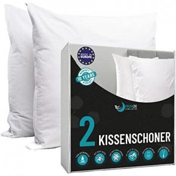 Dreamzie - Juego de 2 Fundas de Almohada Impermeables 40 x 60 cm - 100% Algodón Oeko-Tex® - Protectores de Almohada Transpirable, Hipoalergénica, Anti-Acaros, Anti-Bacteriana - Garantía 10 años