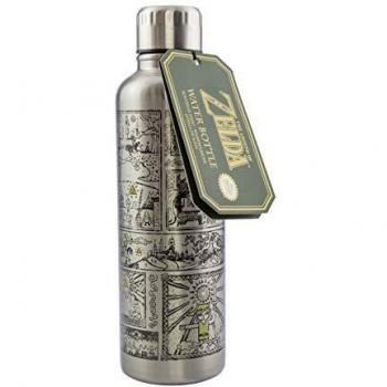 Paladone Botella de agua unisex, con base en la serie Legend of Zelda, diseño de tapa a prueba de derrames y fugas, perfecto para escuela, oficina, trabajo, exteriores, plata, 500 ml
