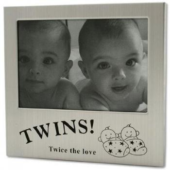 Silver Twice the Love Twins Photo Frame