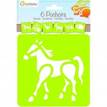 Avenue Mandarine 42440MD - Un lot de 6 pochoirs 15,4x22,3 cm avec notice incluse, Animaux de la ferme