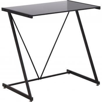 HOMCOM Escritorio Mesa de Ordenador 80x50x75 cm con Encimera de Vidrio Templado y Patas de Metal Carga 80 kg para Oficina Estudio Dormitorio Negro