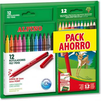 Alpino Pack 12 Lápices de colores + 12 Rotuladores