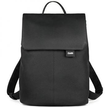 Mochila ZWEI MADEMOISELLE MR13 - Nubuck Negro, con compartimento para laptop, cierre magnético y diseño clásico-elegante