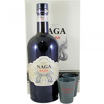 Cofre Naga Ron Viejo de Indonesia Doble Madurado + 2 Vasos Shooter