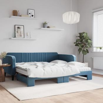Sofá cama nido extraíble terciopelo azul 100x200 cm
