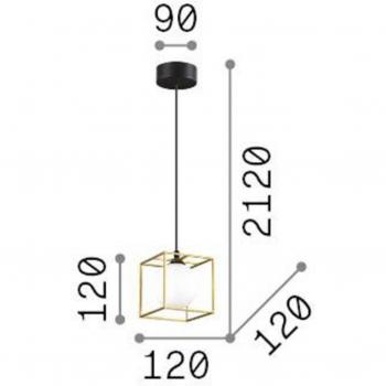 Lámpara colgante Ideal Lux Lingotto, 1 luz, negro mate con estructura de alambre y vidrio opalino