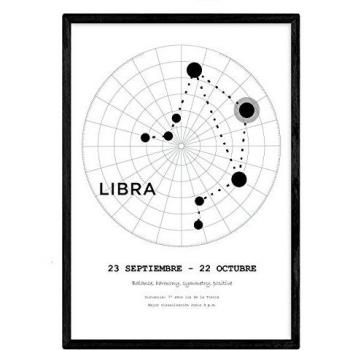 Póster A3 Constelación Libra - Lámina Zodiaco Cielo Estrellado Sin Marco